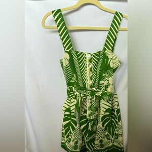 Green palm tree tropical print romper